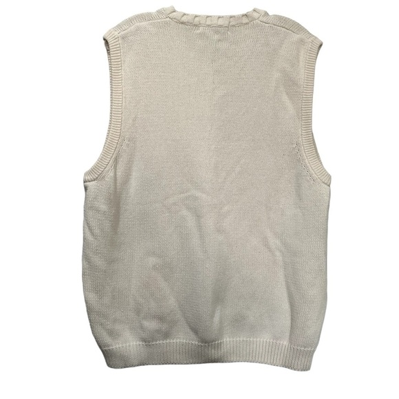 AKA Eddie Bauer Rare Vintage Mens Medium Cream V Neck π― Cotton Sweater Vest R5 - Picture 2 of 4
